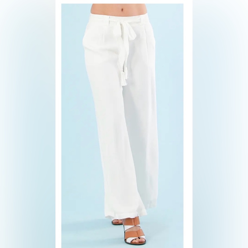 NWT HALE BOB Ivory Chandi crepe Trousers/Pants Wide Leg Fully Lined